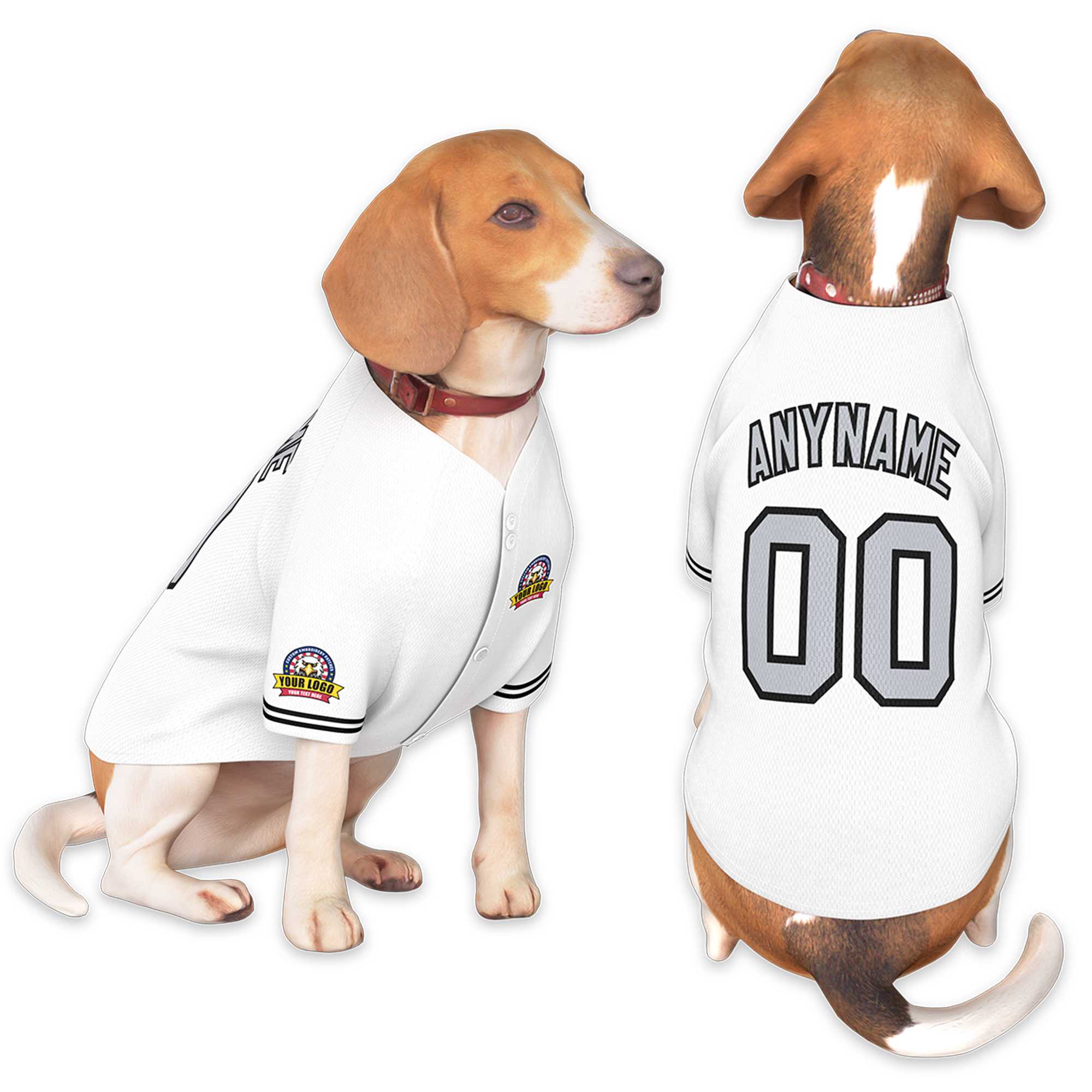 Custom White Gray-Black Classic Style Dog Jersey