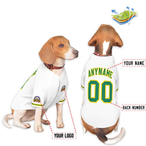 Custom White Kelly Green-Gold Classic Style Dog Jersey