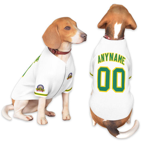 Custom White Kelly Green-Gold Classic Style Dog Jersey