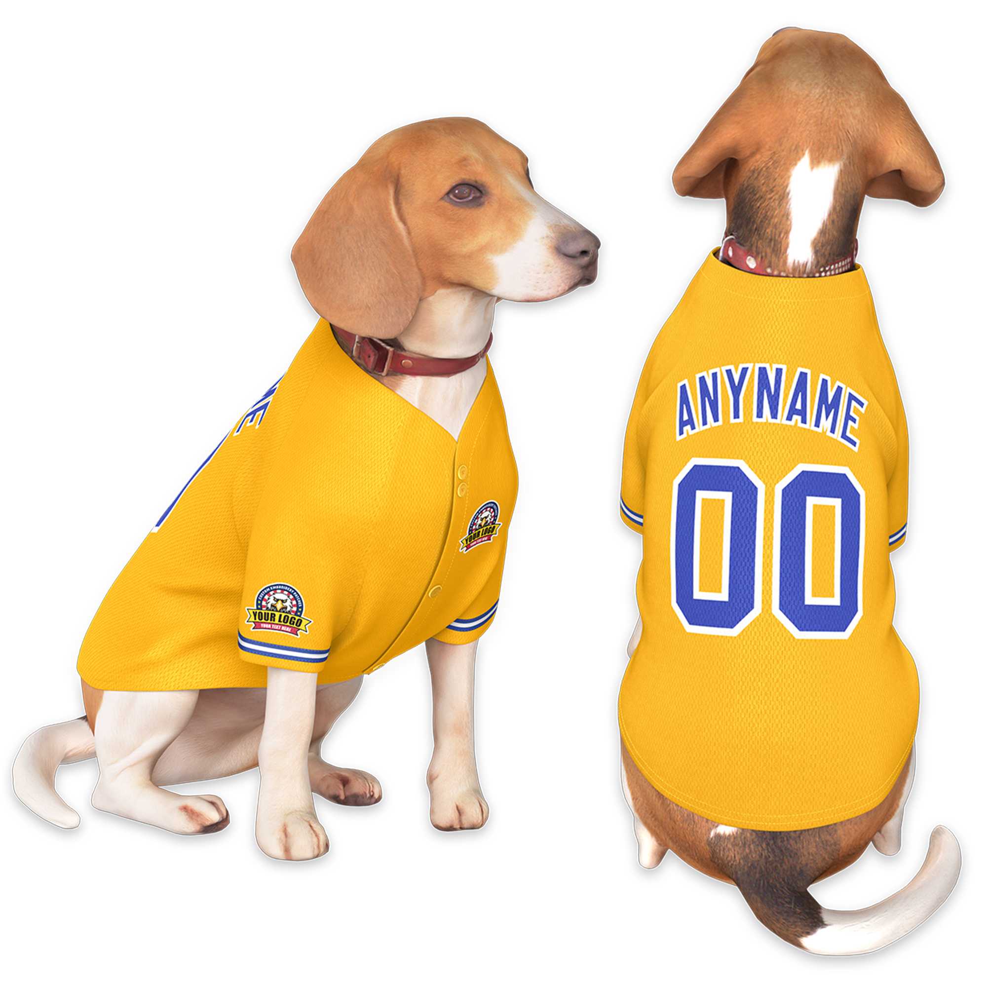 Custom Gold Royal-White Classic Style Dog Jersey