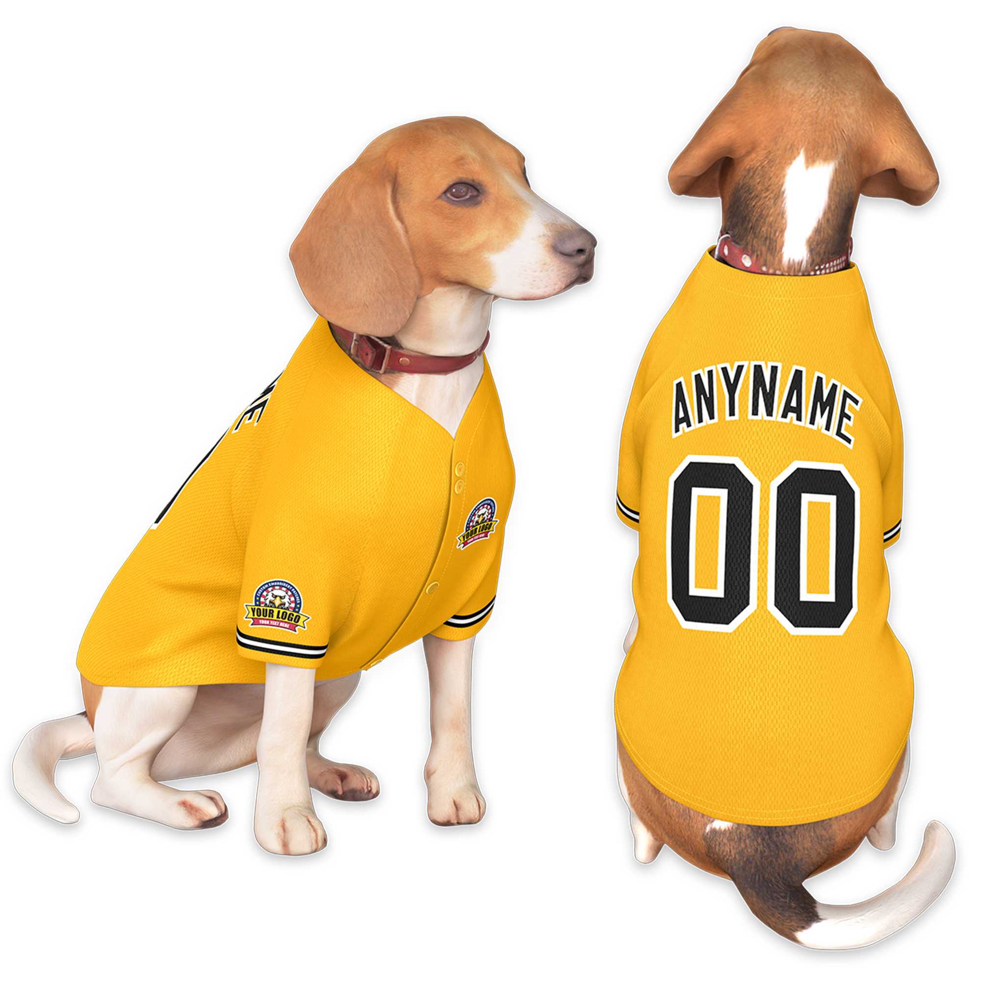 Custom Gold Black-White Classic Style Dog Jersey