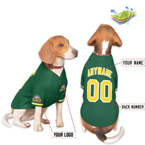 Custom Green Gold-White Classic Style Dog Jersey