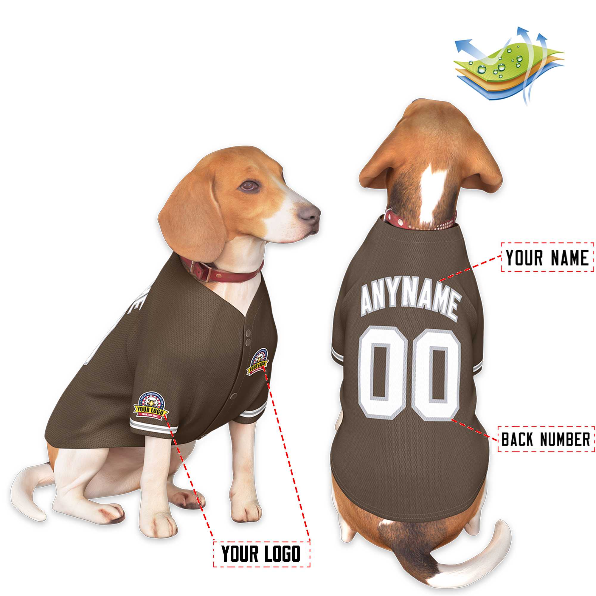 Custom Brown White-Gray Classic Style Dog Jersey