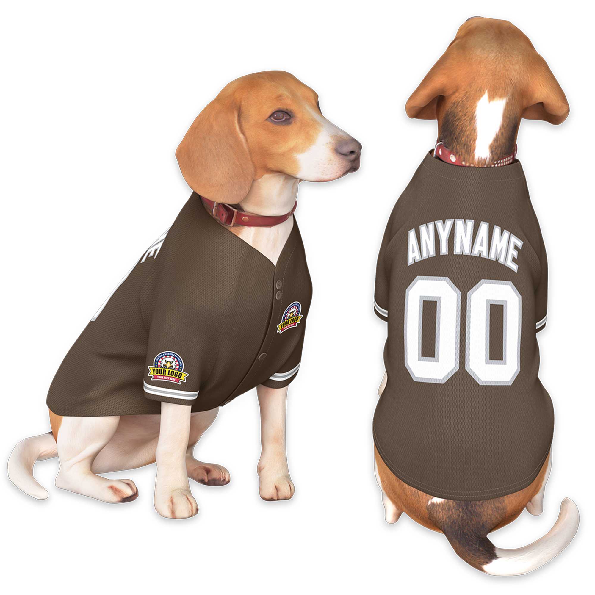 Custom Brown White-Gray Classic Style Dog Jersey