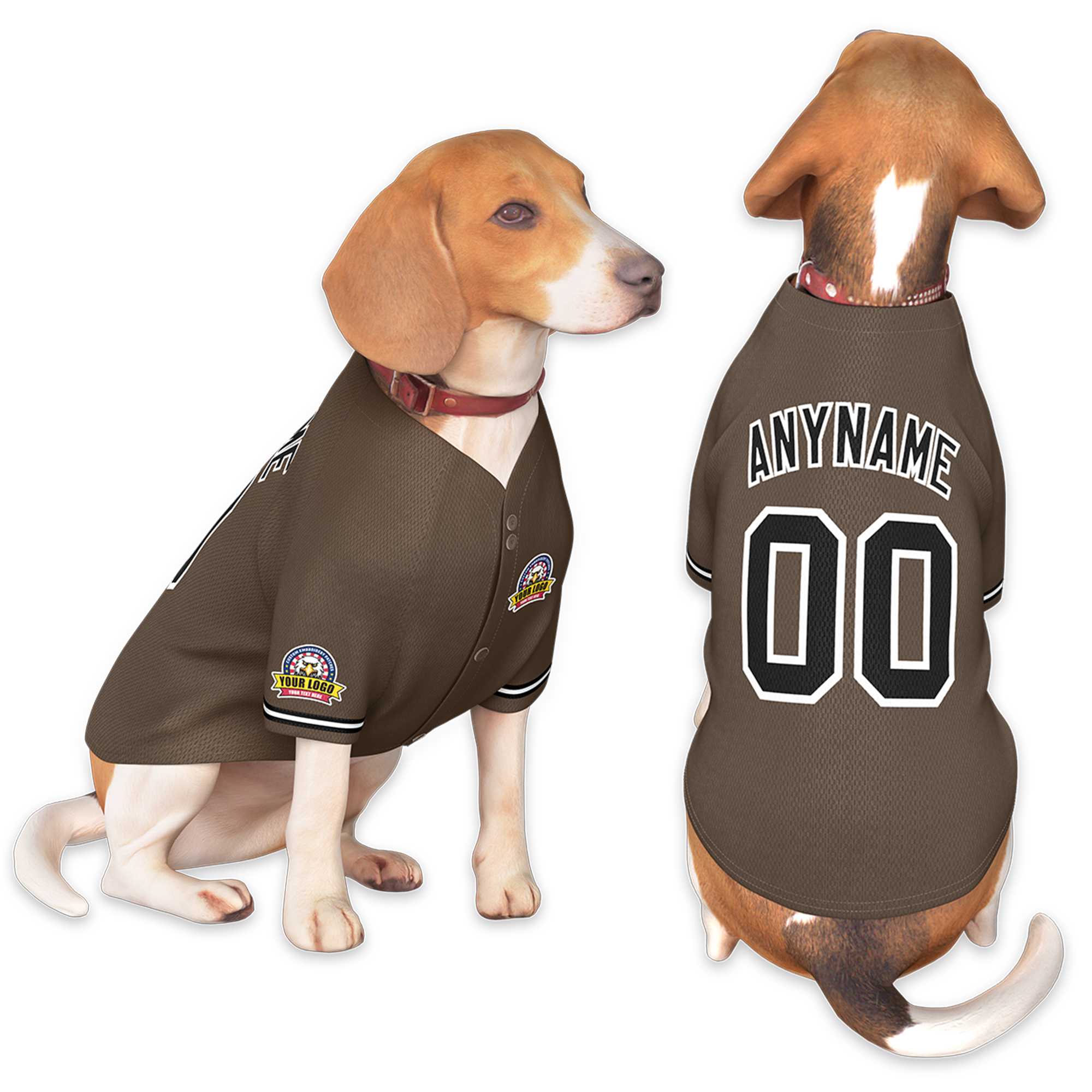 Custom Brown Black-White Classic Style Dog Jersey