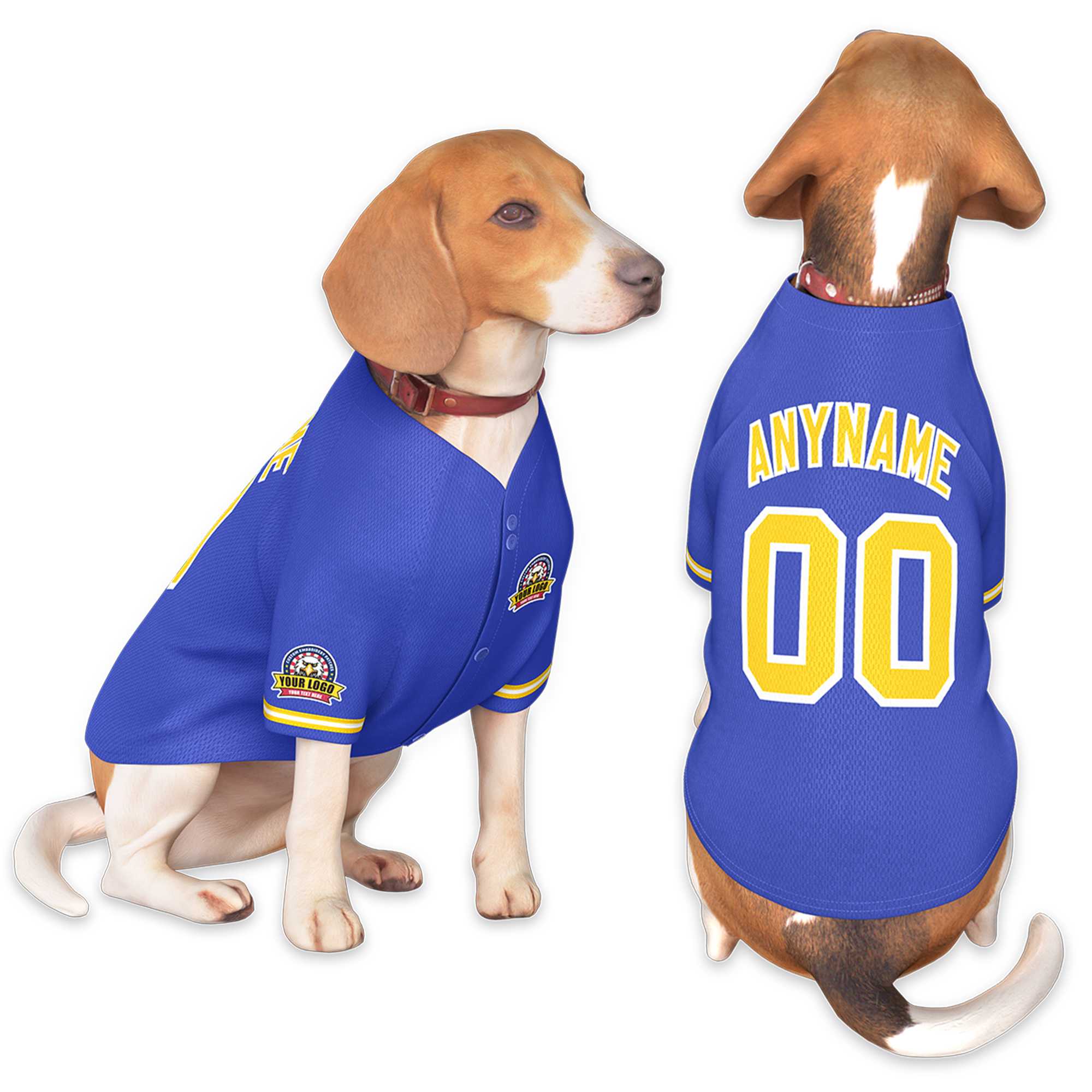 Custom Royal Gold-White Classic Style Dog Jersey