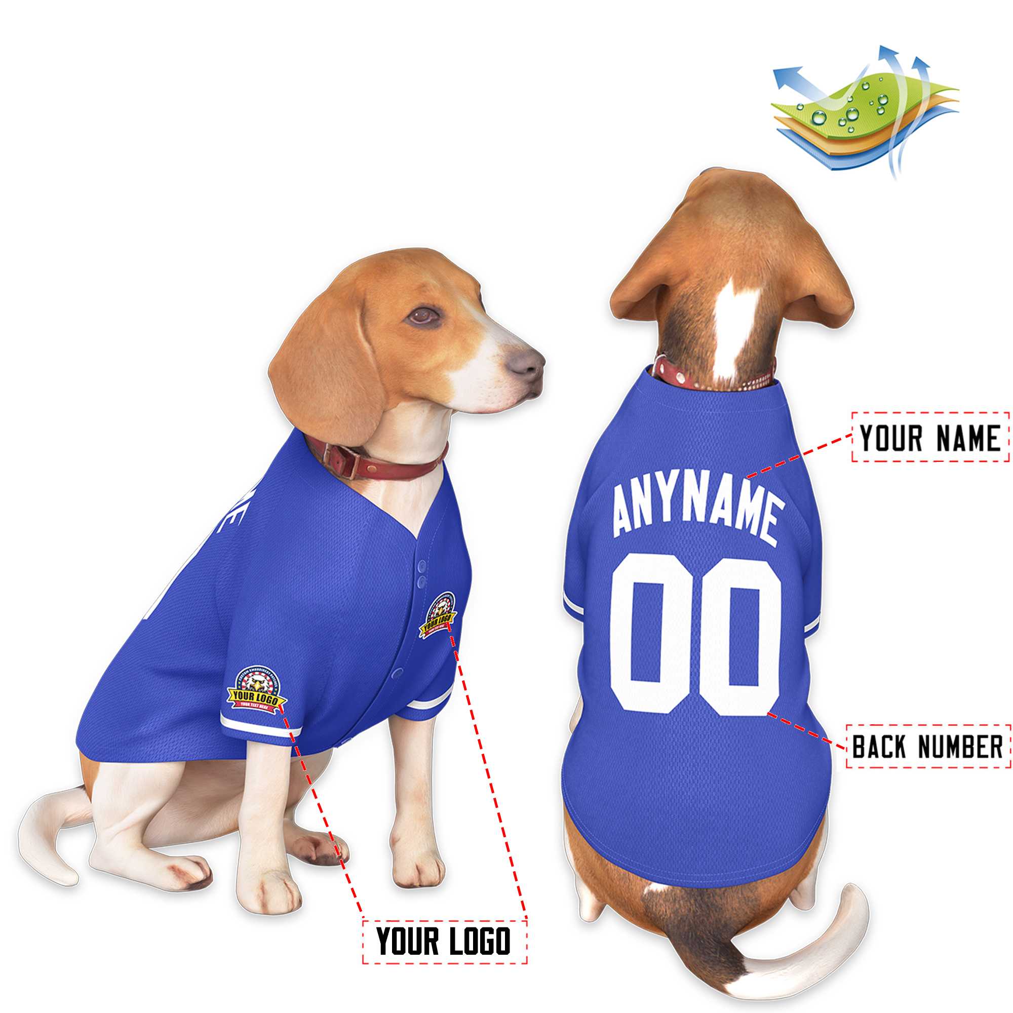 Custom Royal White Classic Style Dog Jersey