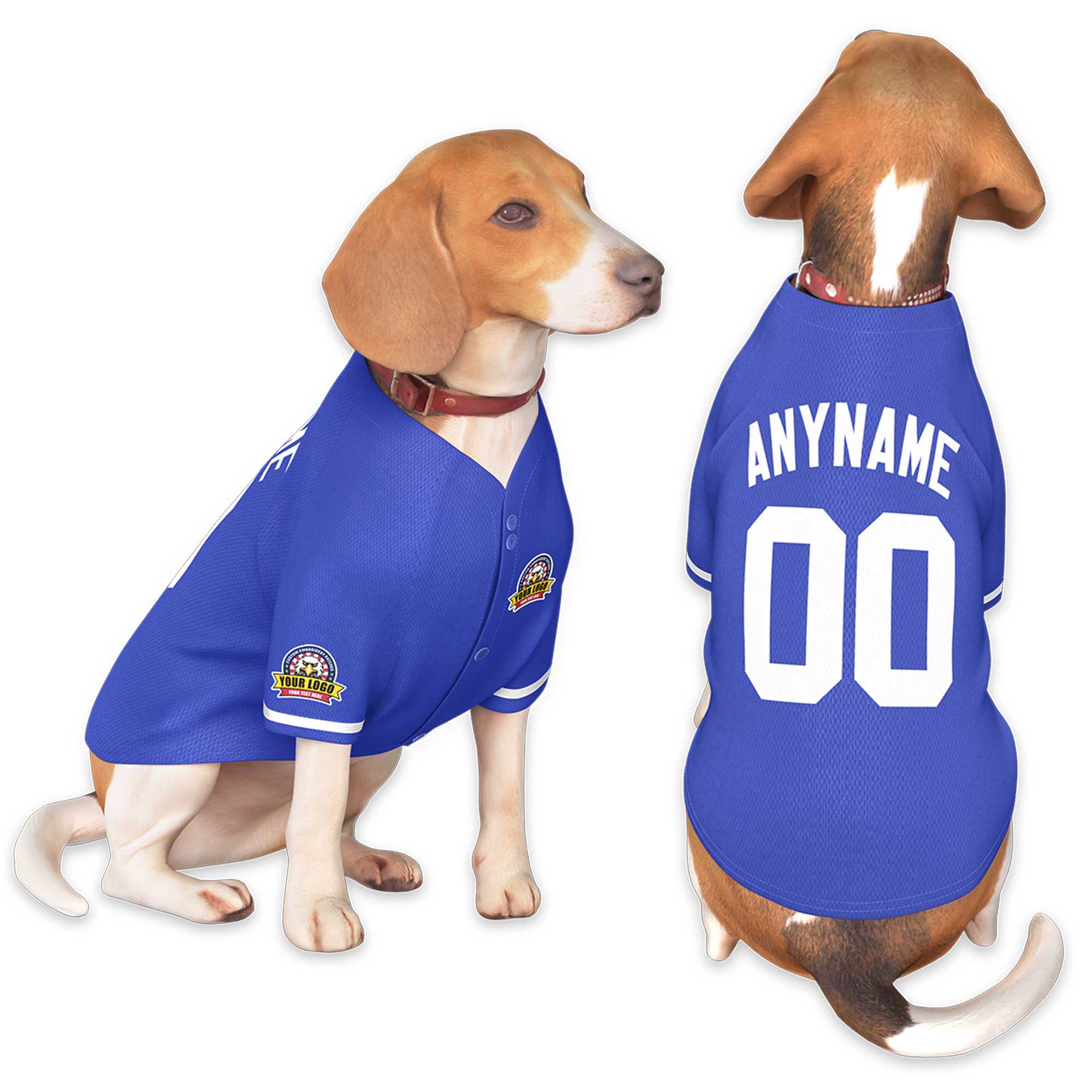 Custom Royal White Classic Style Dog Jersey