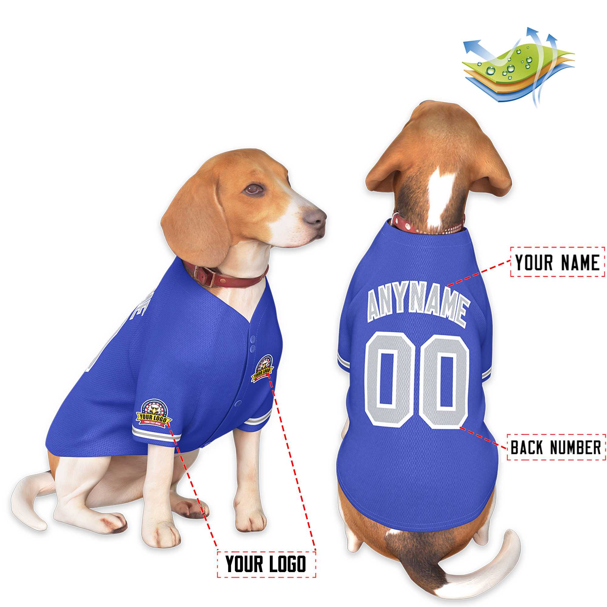 Custom Royal Gray-White Classic Style Dog Jersey