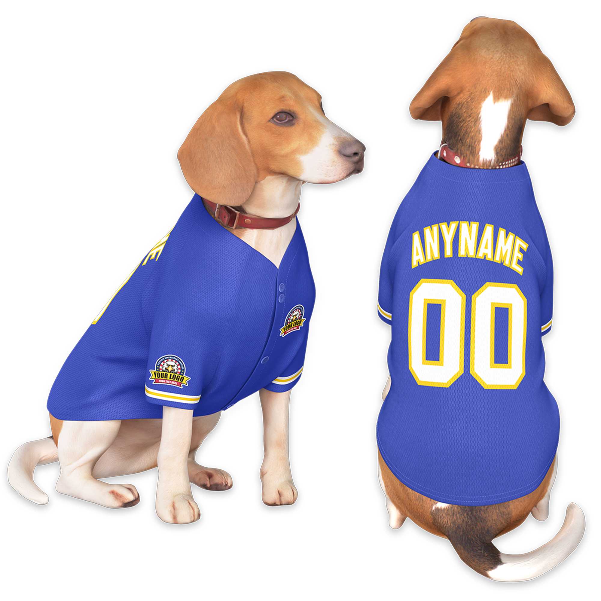 Custom Royal White-Gold Classic Style Dog Jersey