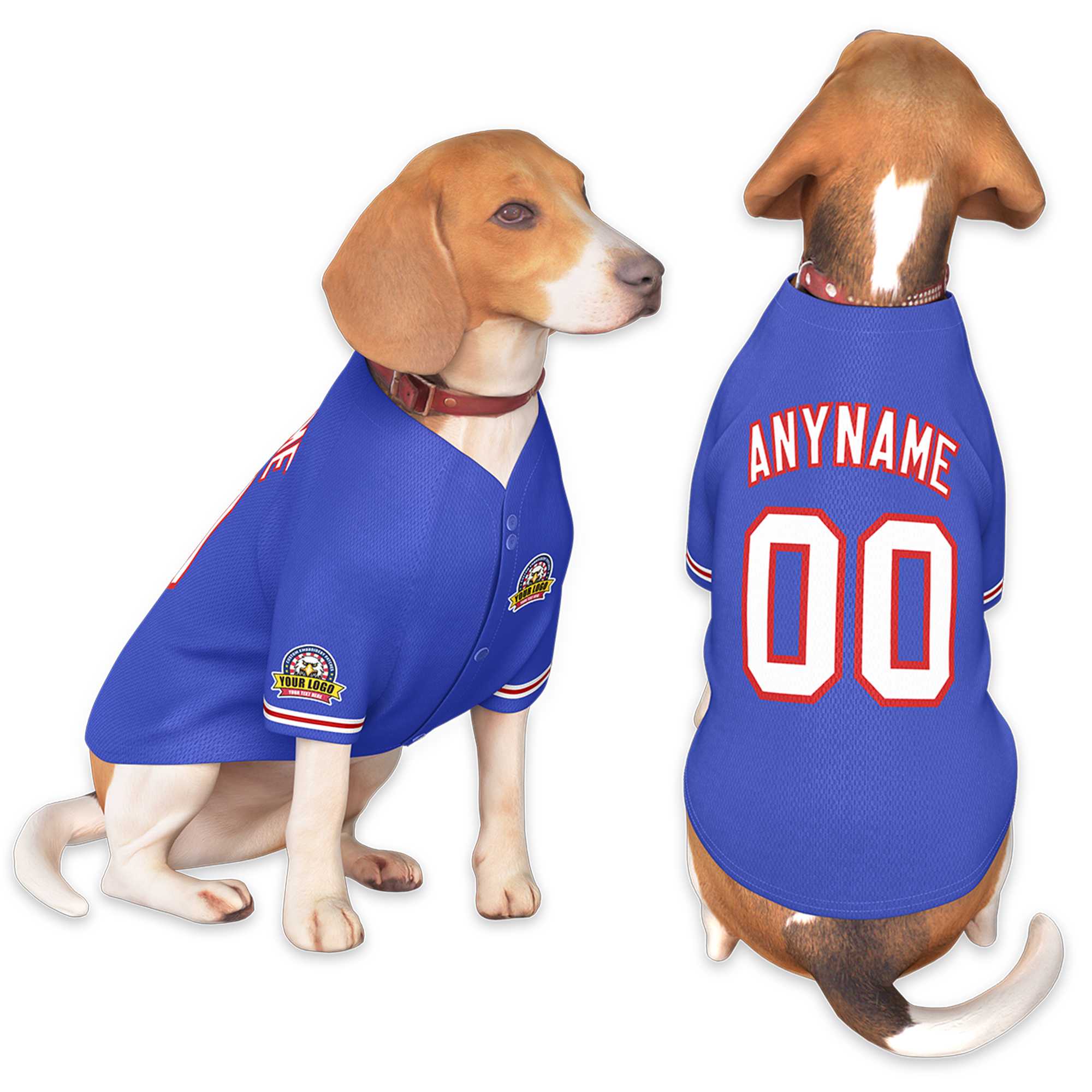 Custom Royal White-Red Classic Style Dog Jersey