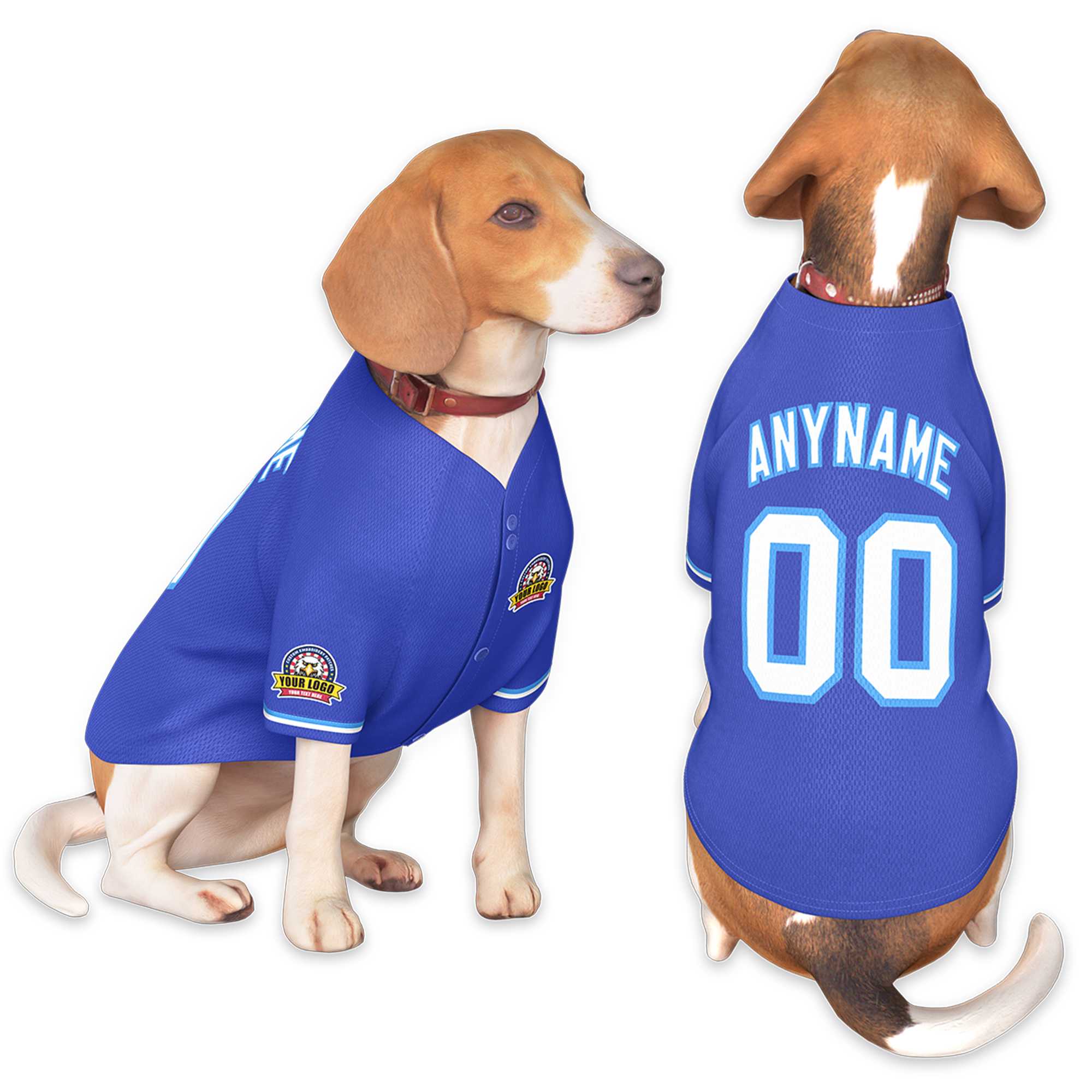 Custom Royal White-Powder Blue Classic Style Dog Jersey