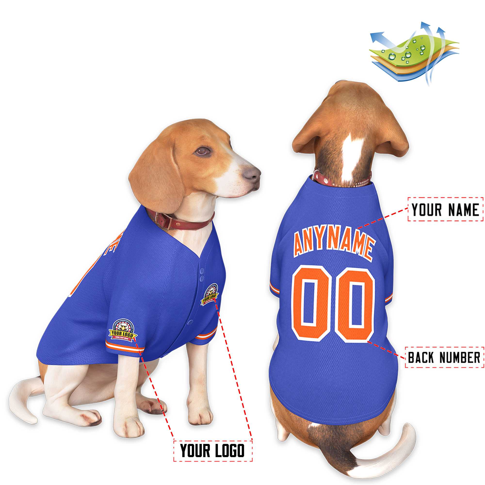 Custom Royal Orange-White Classic Style Dog Jersey