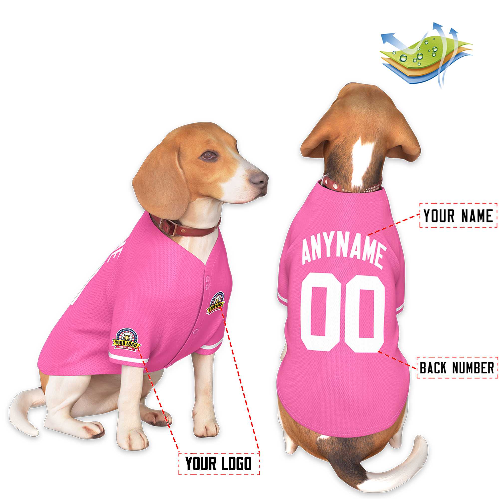 Custom Pink White Classic Style Dog Jersey