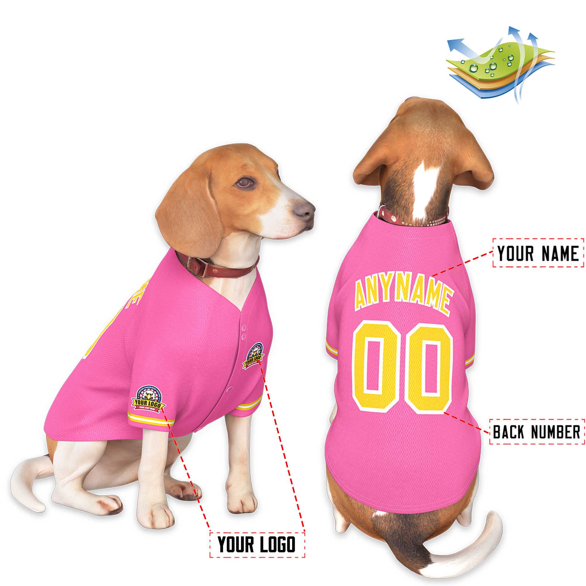 Custom Pink Gold-White Classic Style Dog Jersey