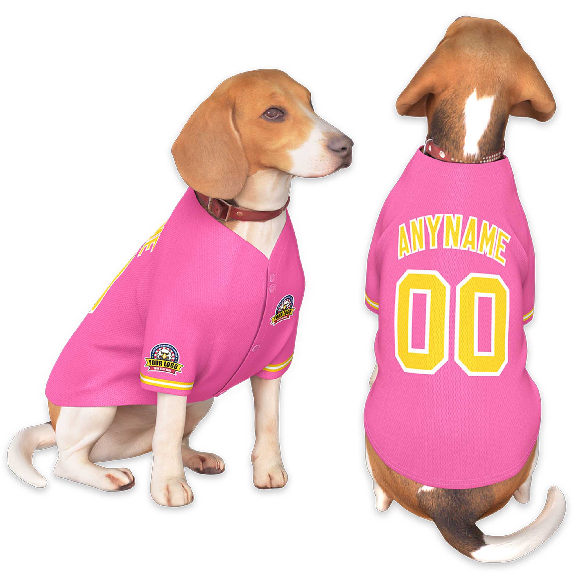 Custom Pink Gold-White Classic Style Dog Jersey