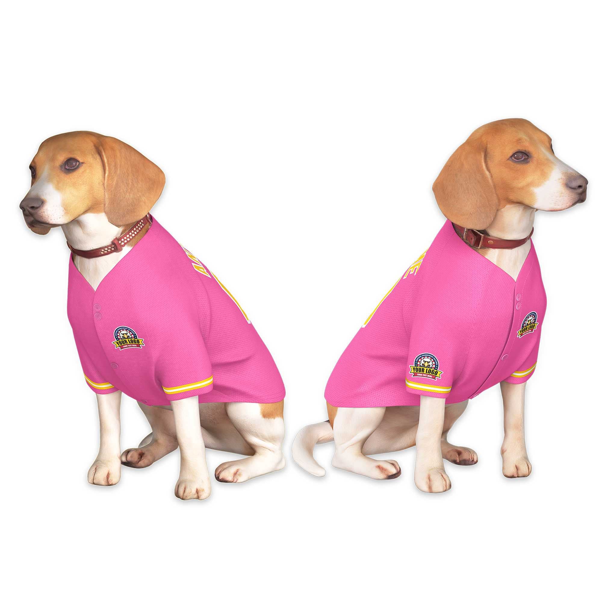 Maillot personnalisé pour chien de style classique or rose-blanc