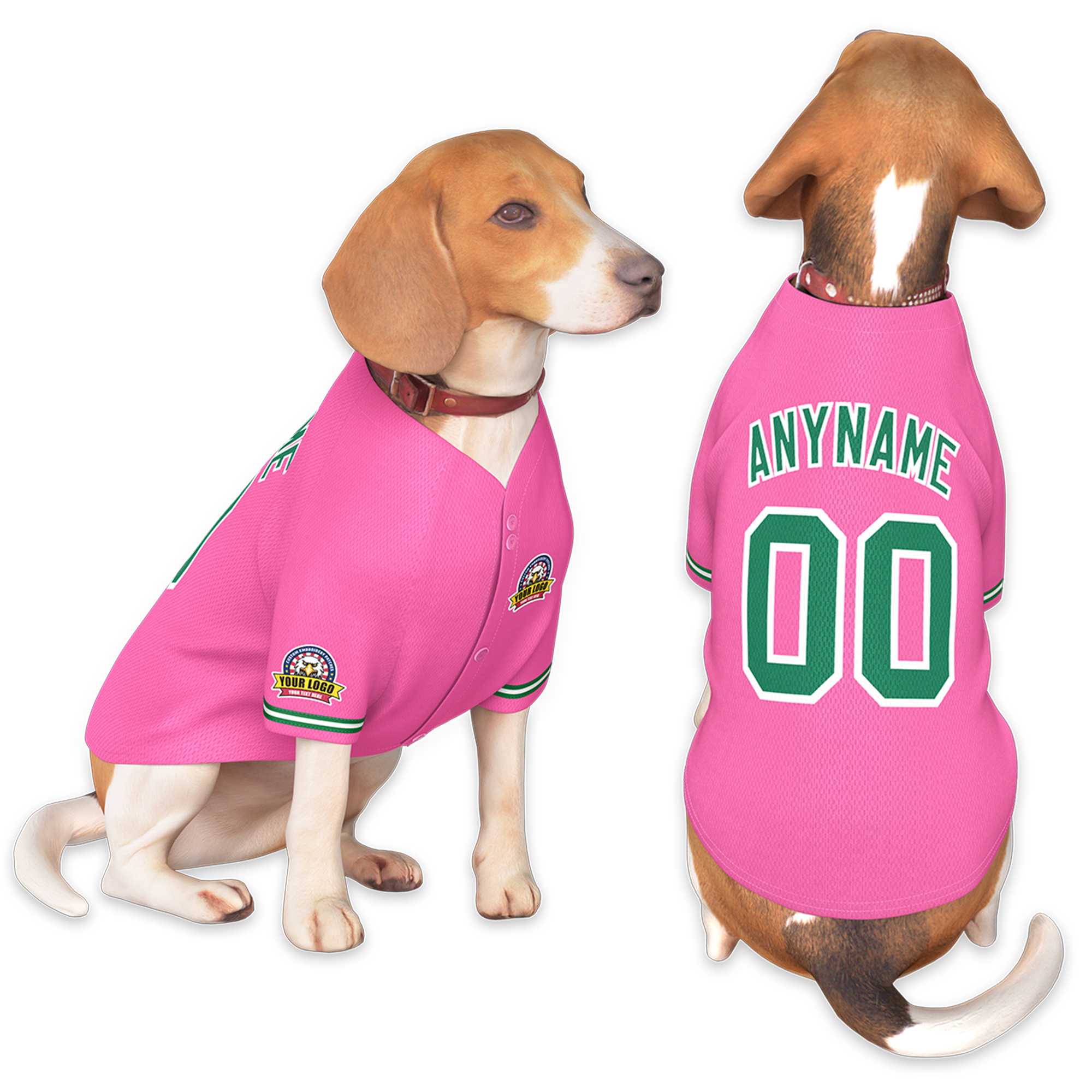 Custom Pink Kelly Green-White Classic Style Dog Jersey