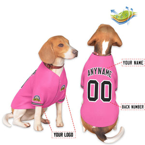 Custom Pink Black-White Classic Style Dog Jersey