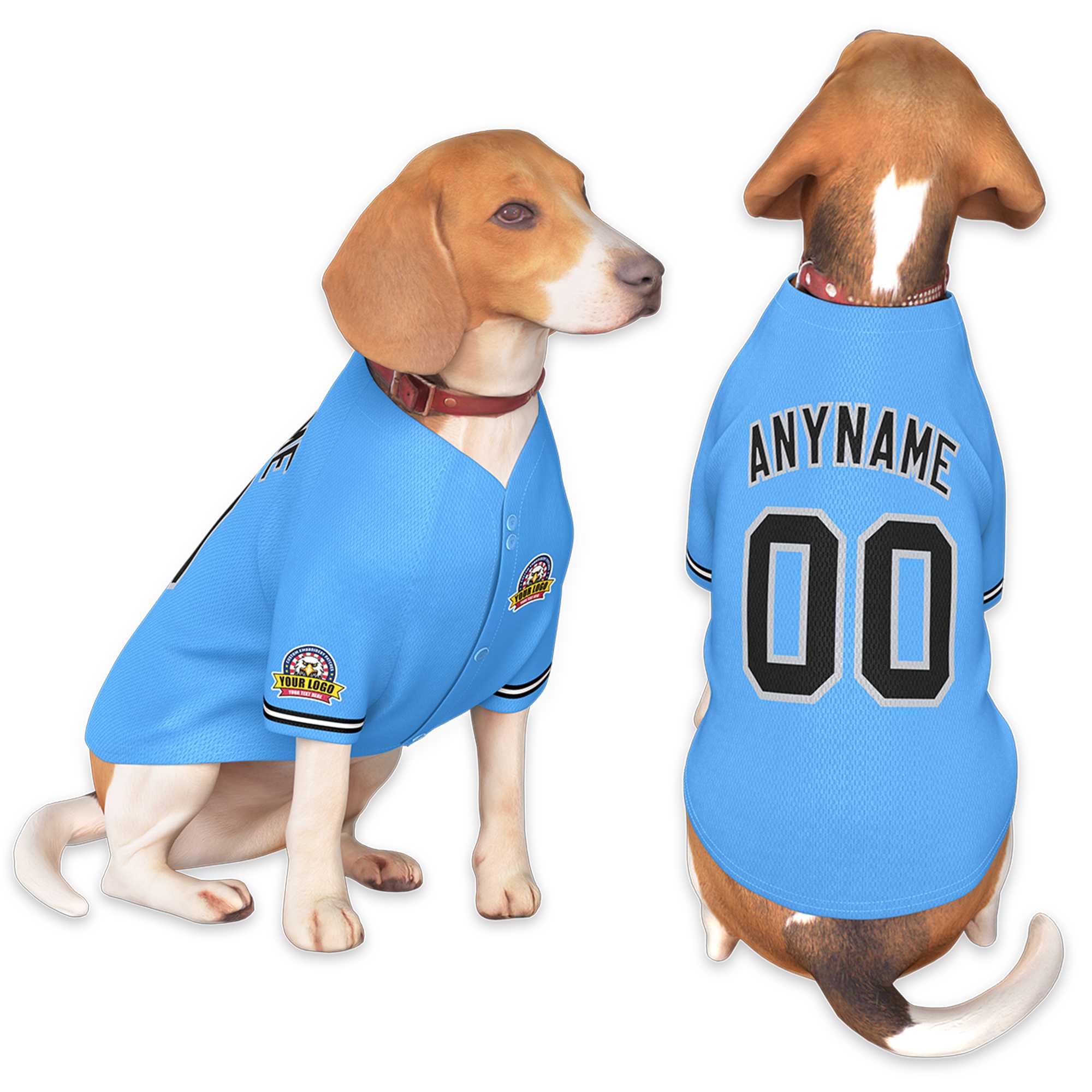 Custom Powder Blue Black-Gray Classic Style Dog Jersey