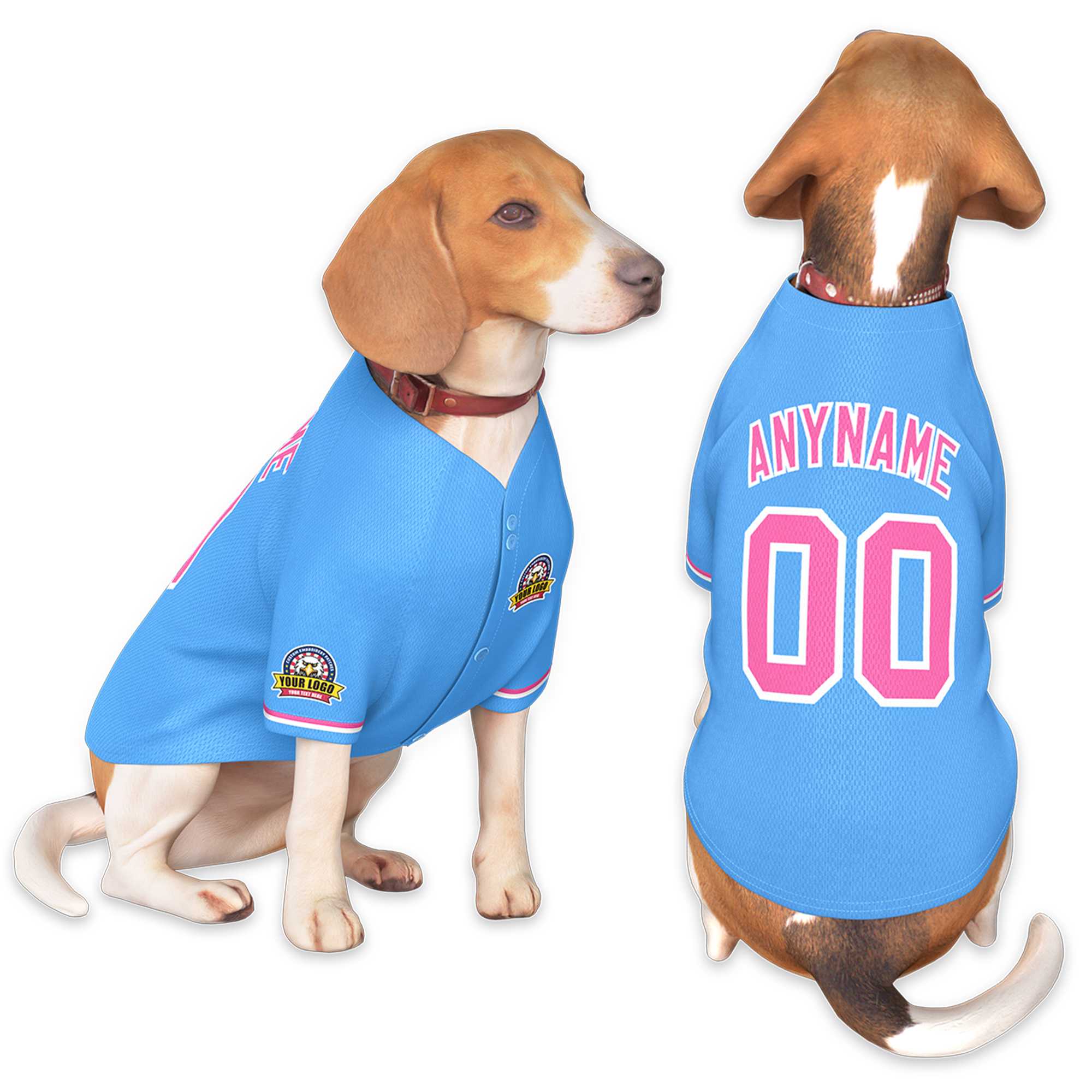 Custom Powder Blue Pink-White Classic Style Dog Jersey