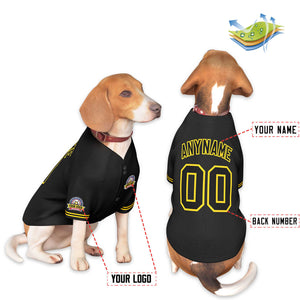 Custom Black Black-Gold Classic Style Dog Jersey