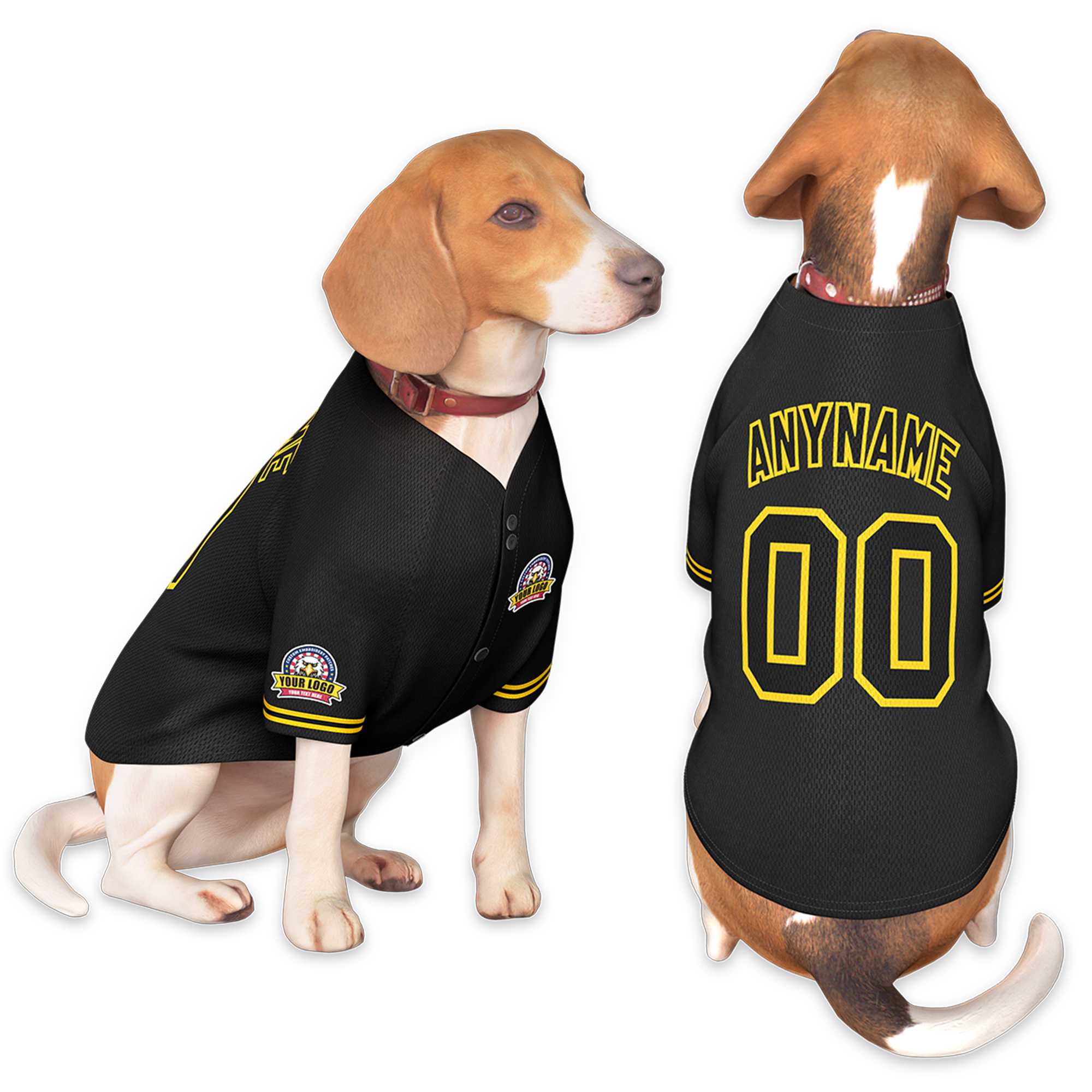 Custom Black Black-Gold Classic Style Dog Jersey