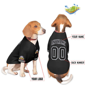 Custom Black Black-Gray Classic Style Dog Jersey