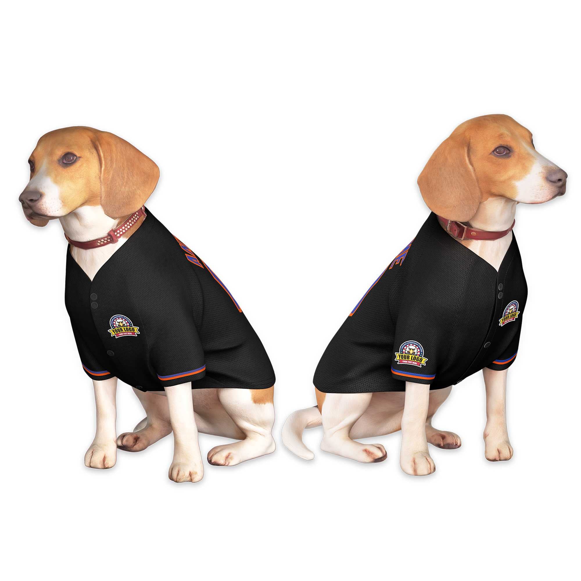 Maillot pour chien de style classique noir royal-orange personnalisé