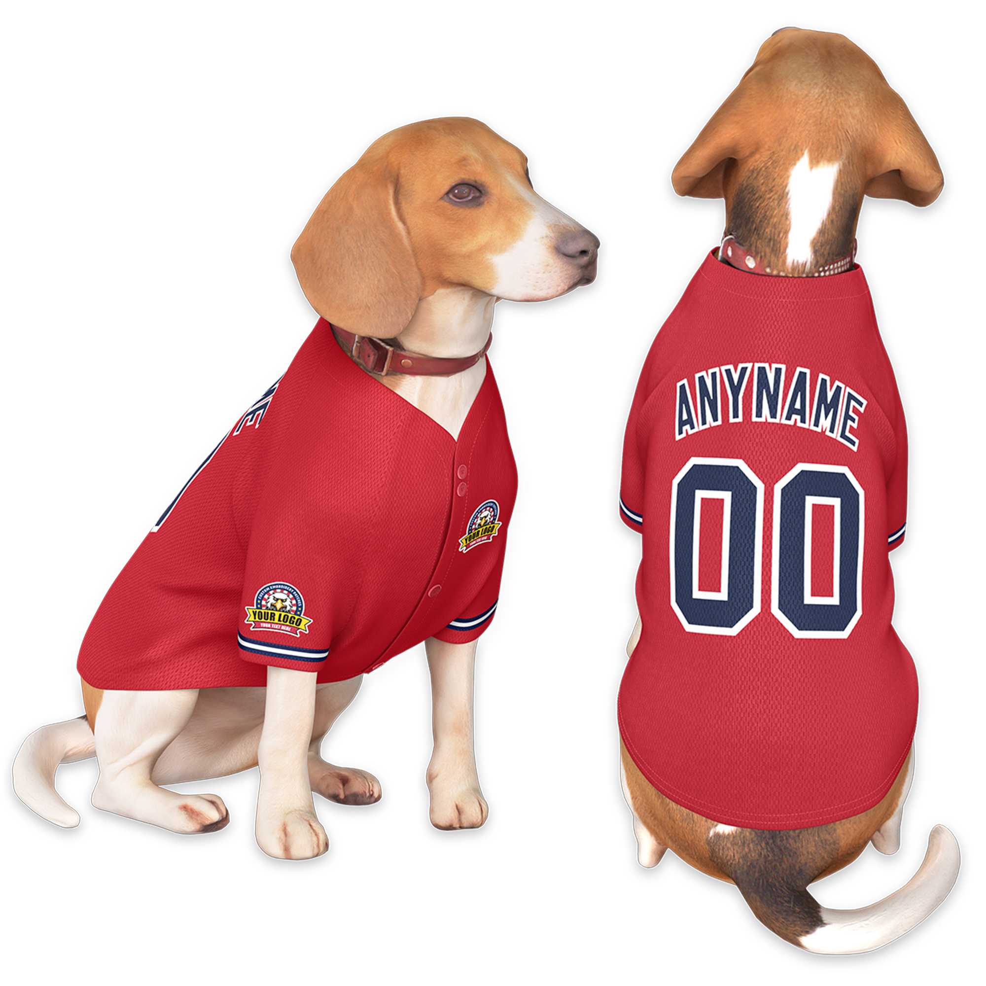 Custom Red Navy-White Classic Style Dog Jersey