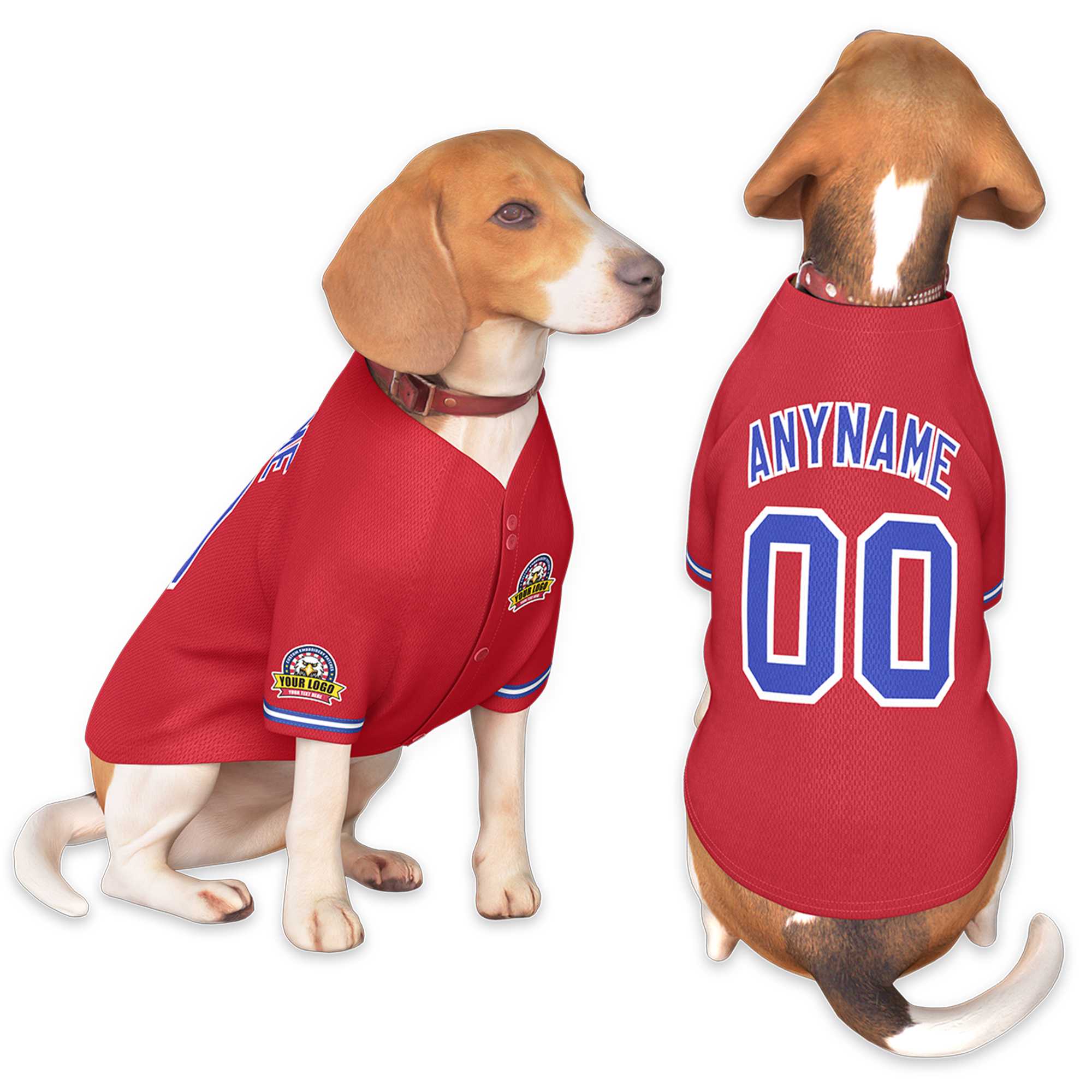 Custom Red Royal-White Classic Style Dog Jersey