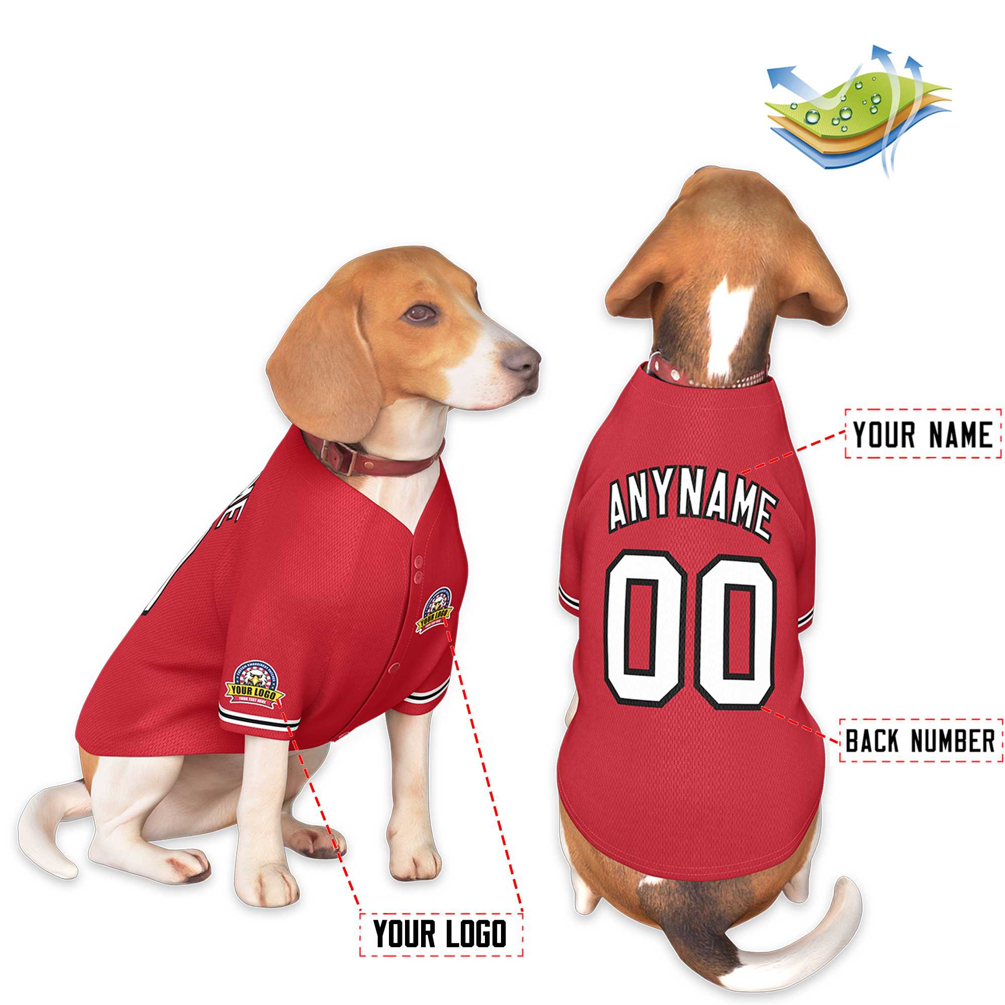 Custom Red White-Black Classic Style Dog Jersey