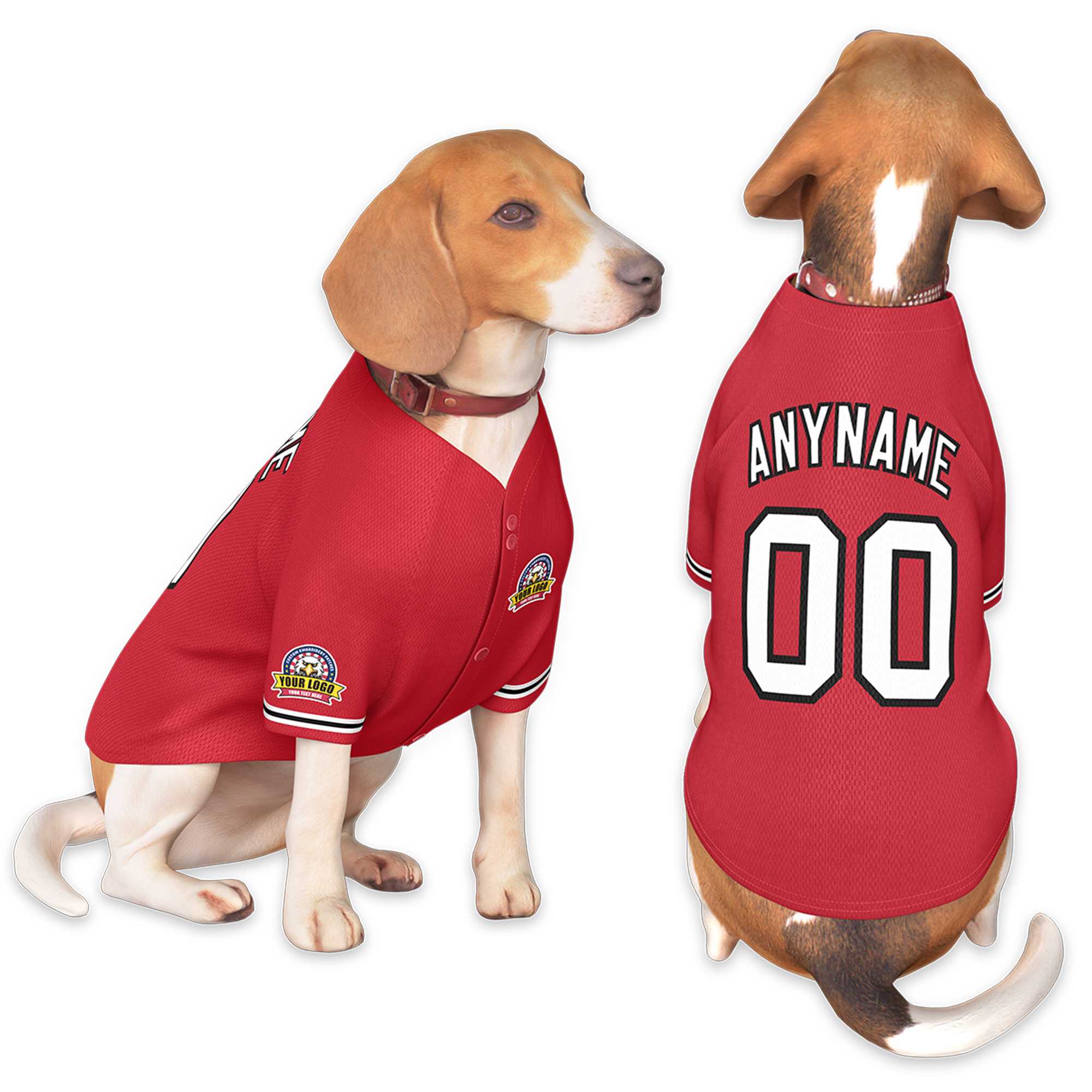 Custom Red White-Black Classic Style Dog Jersey