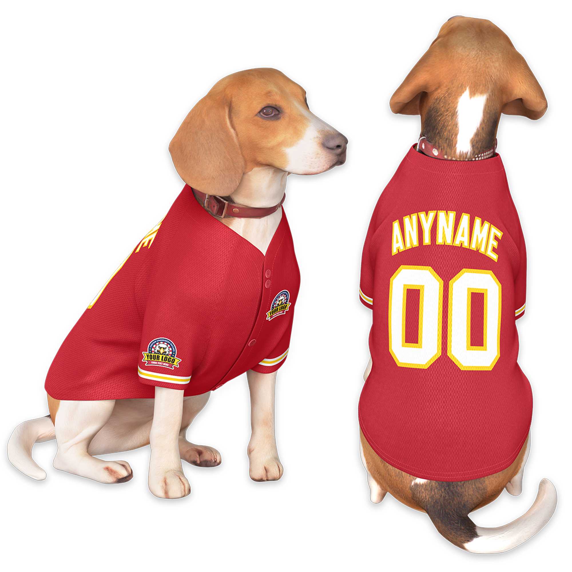 Custom Red White-Gold Classic Style Dog Jersey