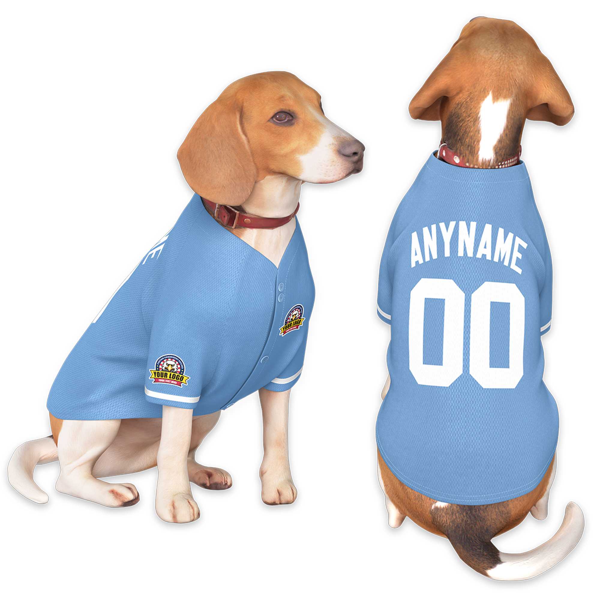 Custom Light Blue White Classic Style Dog Jersey