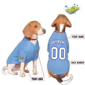 Custom Light Blue White-Royal Classic Style Dog Jersey