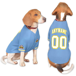 Custom Light Blue White-Gold Classic Style Dog Jersey