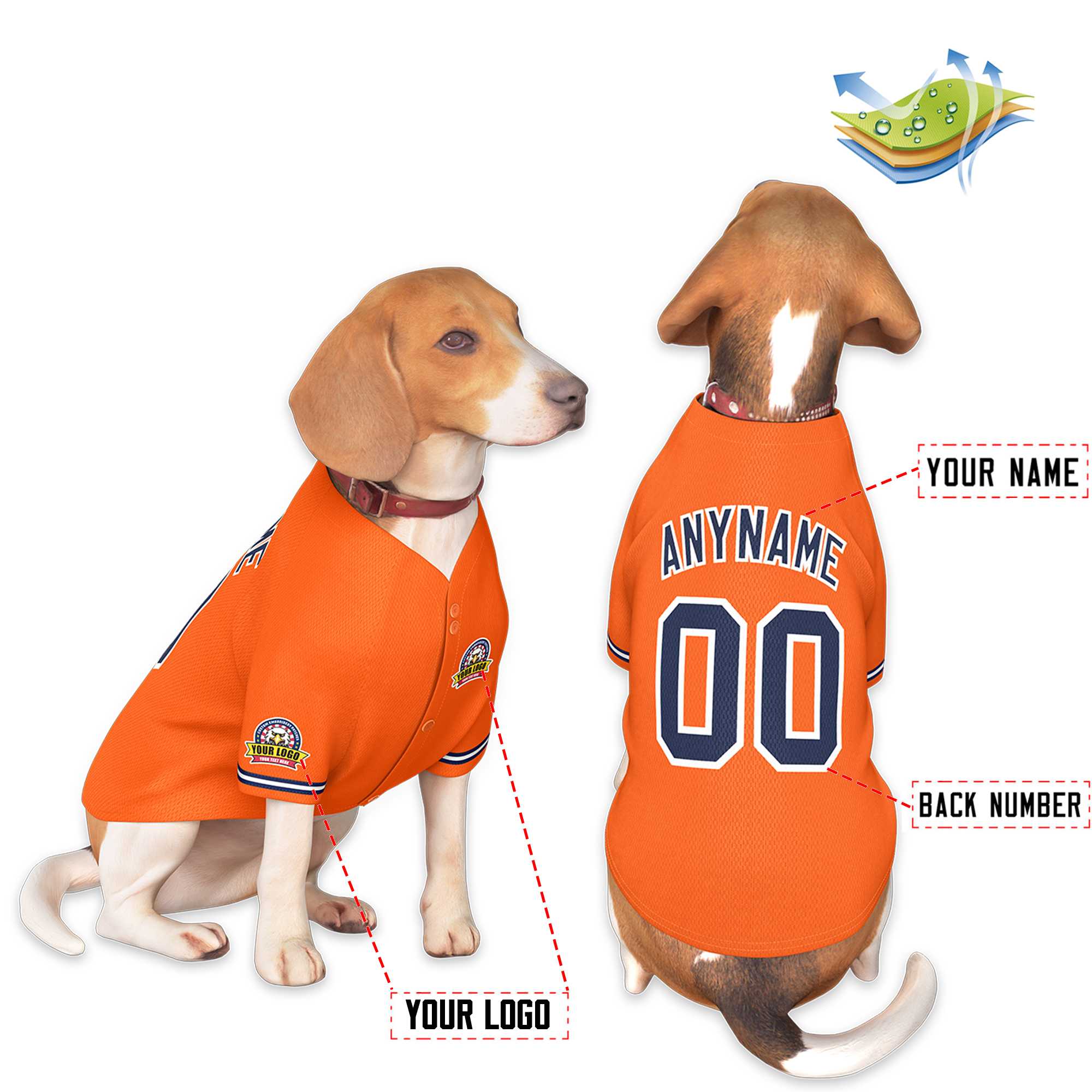 Custom Orange Navy-White Classic Style Dog Jersey