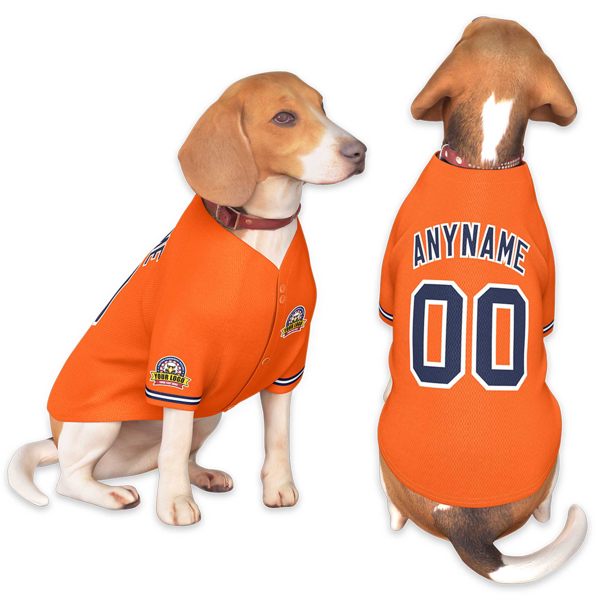 Custom Orange Navy-White Classic Style Dog Jersey