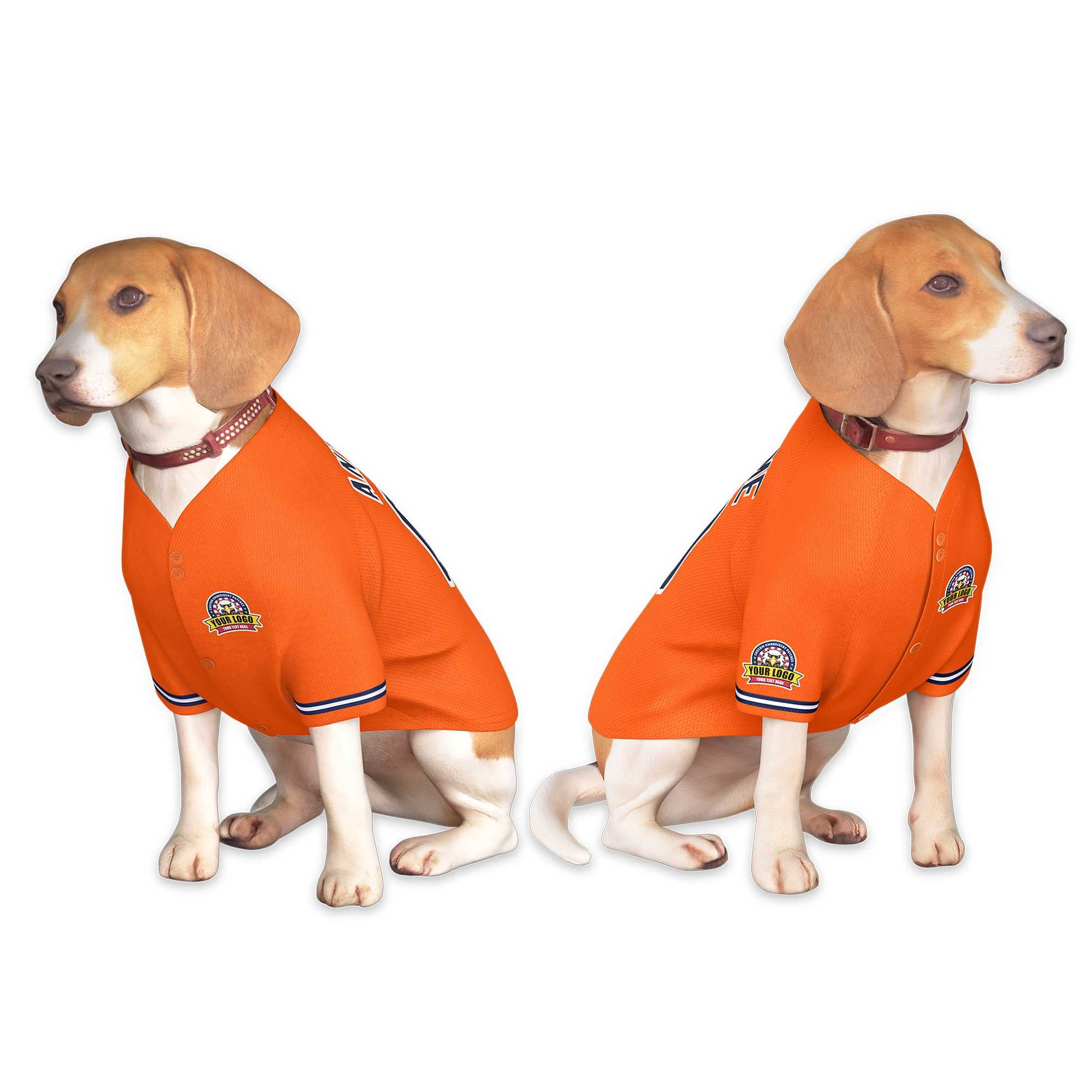 Maillot pour chien de style classique orange marine-blanc personnalisé