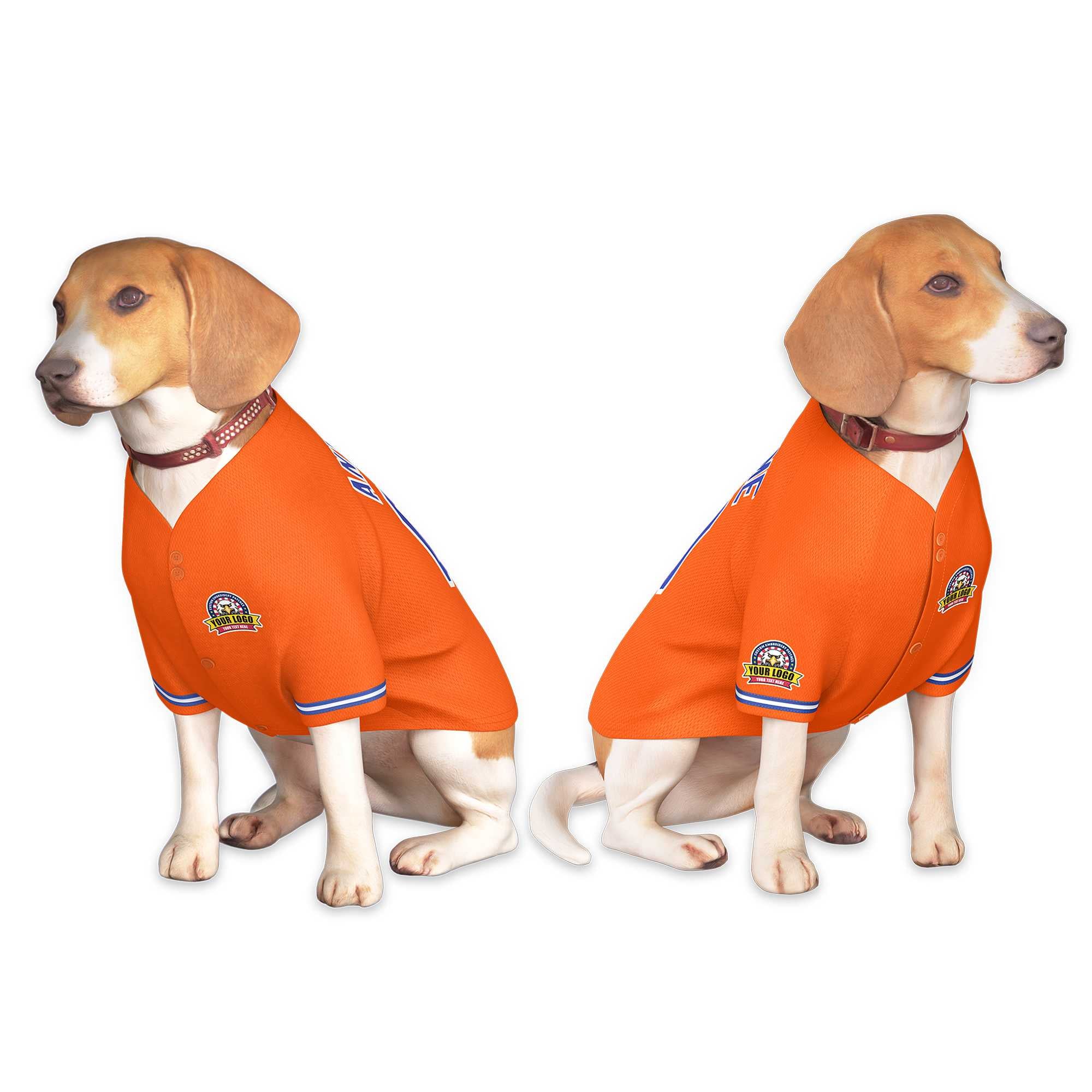 Maillot pour chien de style classique orange royal-blanc personnalisé