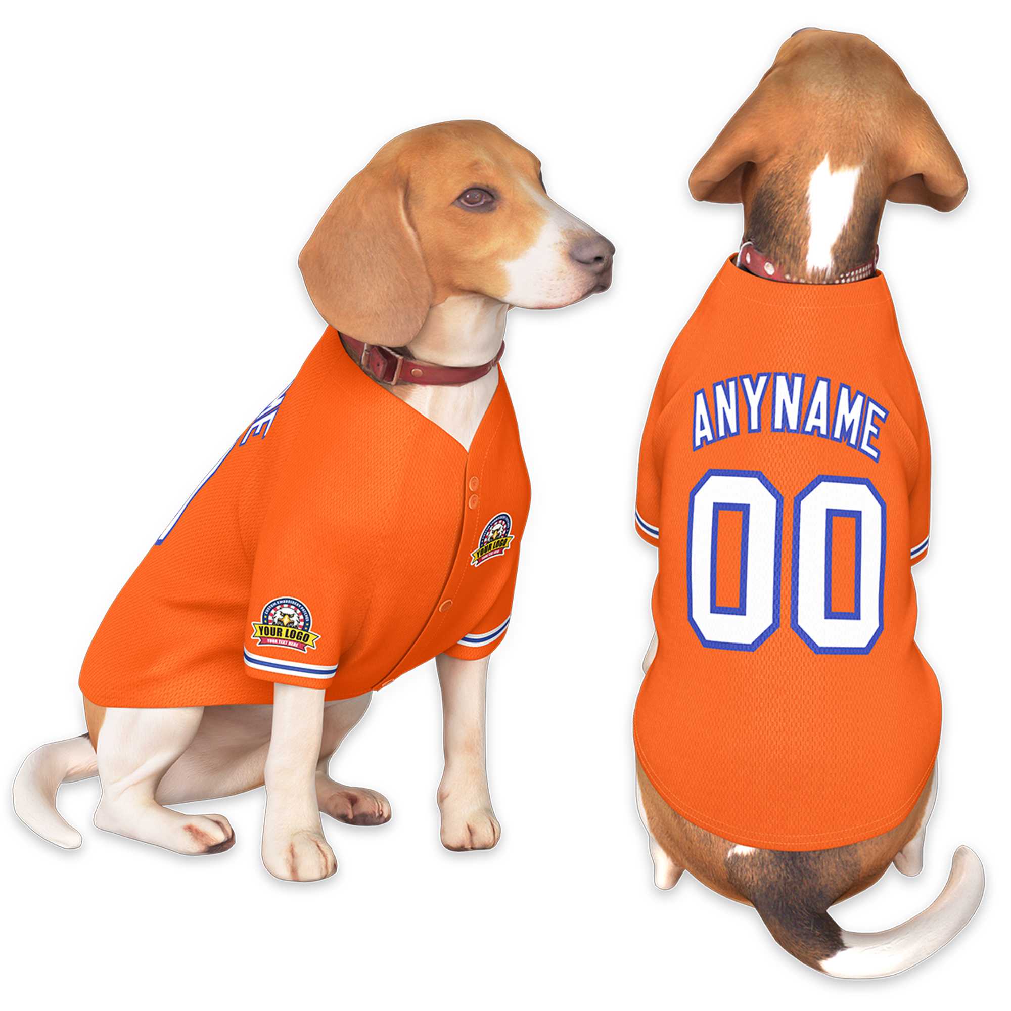 Custom Orange White-Royal Classic Style Dog Jersey