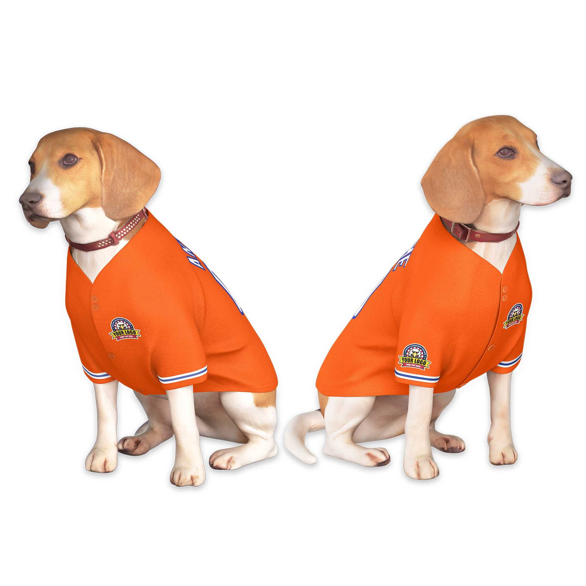 Maillot pour chien de style classique orange blanc-royal personnalisé