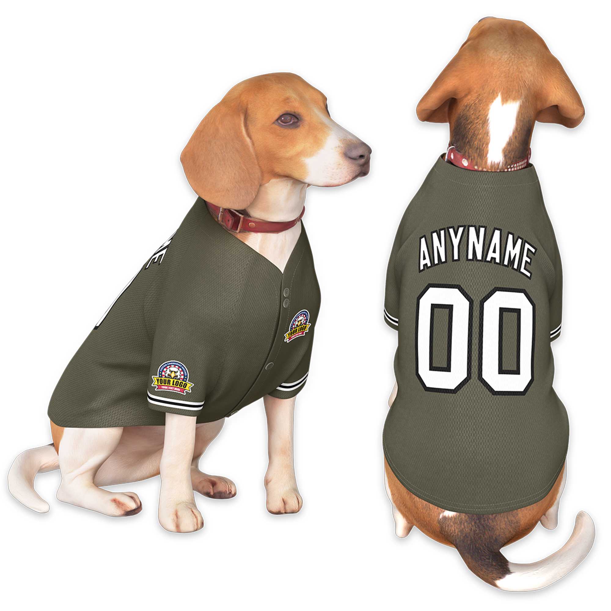 Custom Olive White-Black Classic Style Dog Jersey