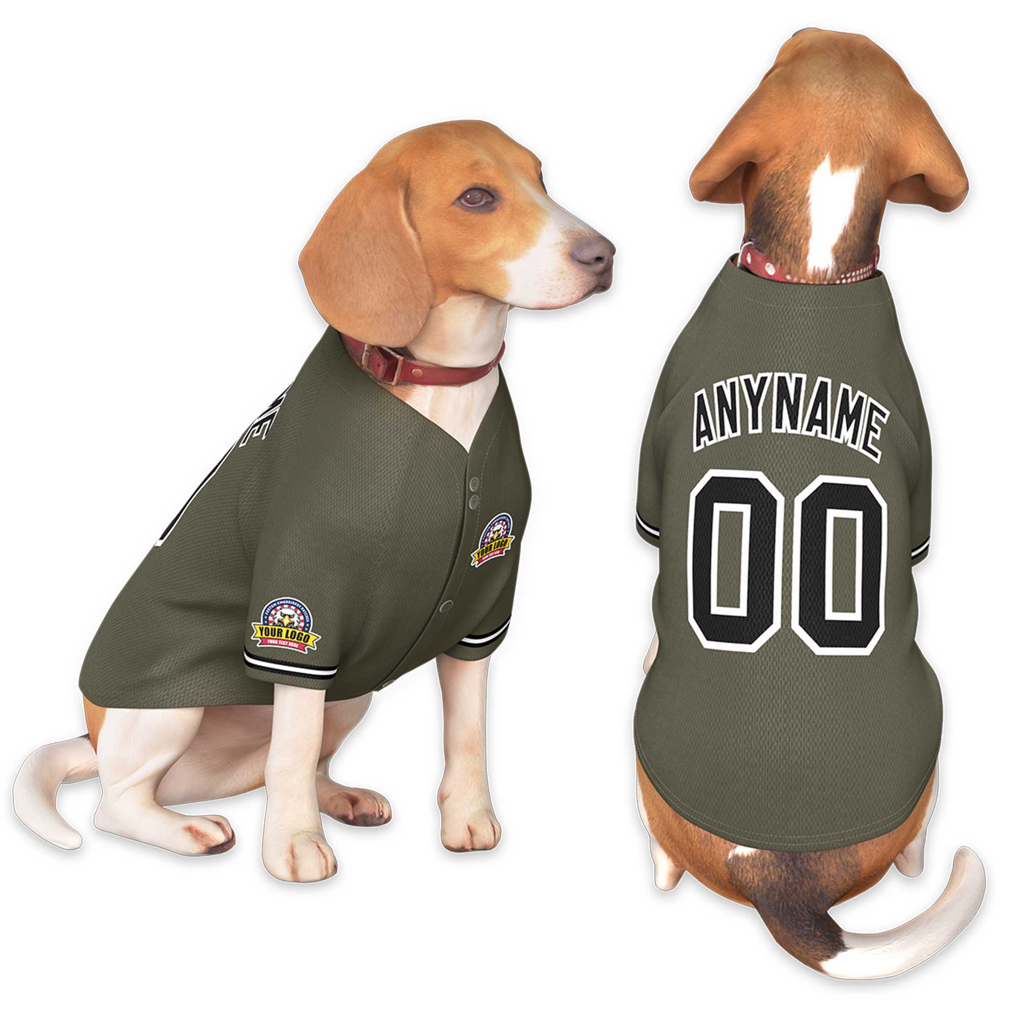 Custom Olive Black-White Classic Style Dog Jersey