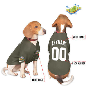 Custom Olive White Classic Style Dog Jersey