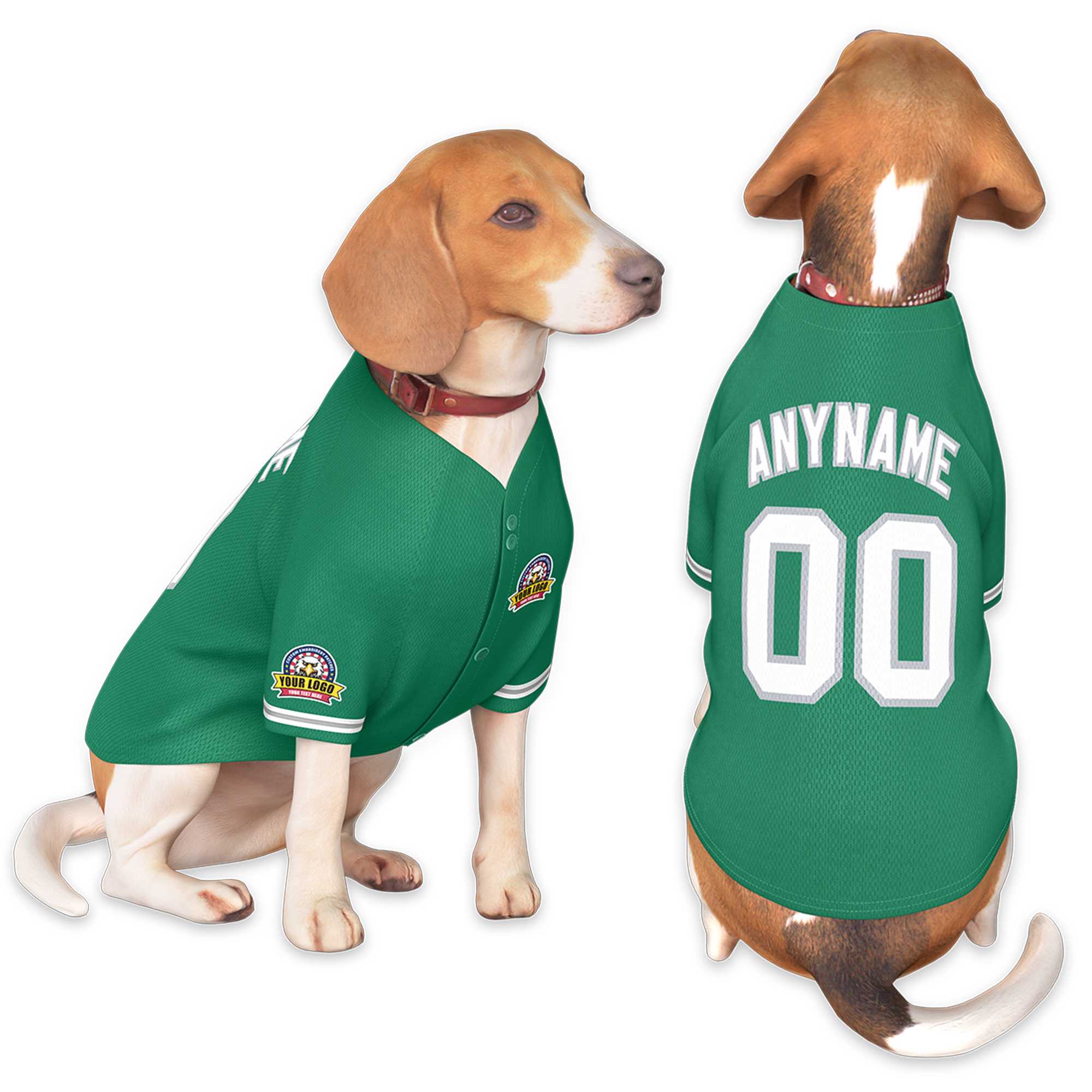 Custom Kelly Green White-Gray Classic Style Dog Jersey