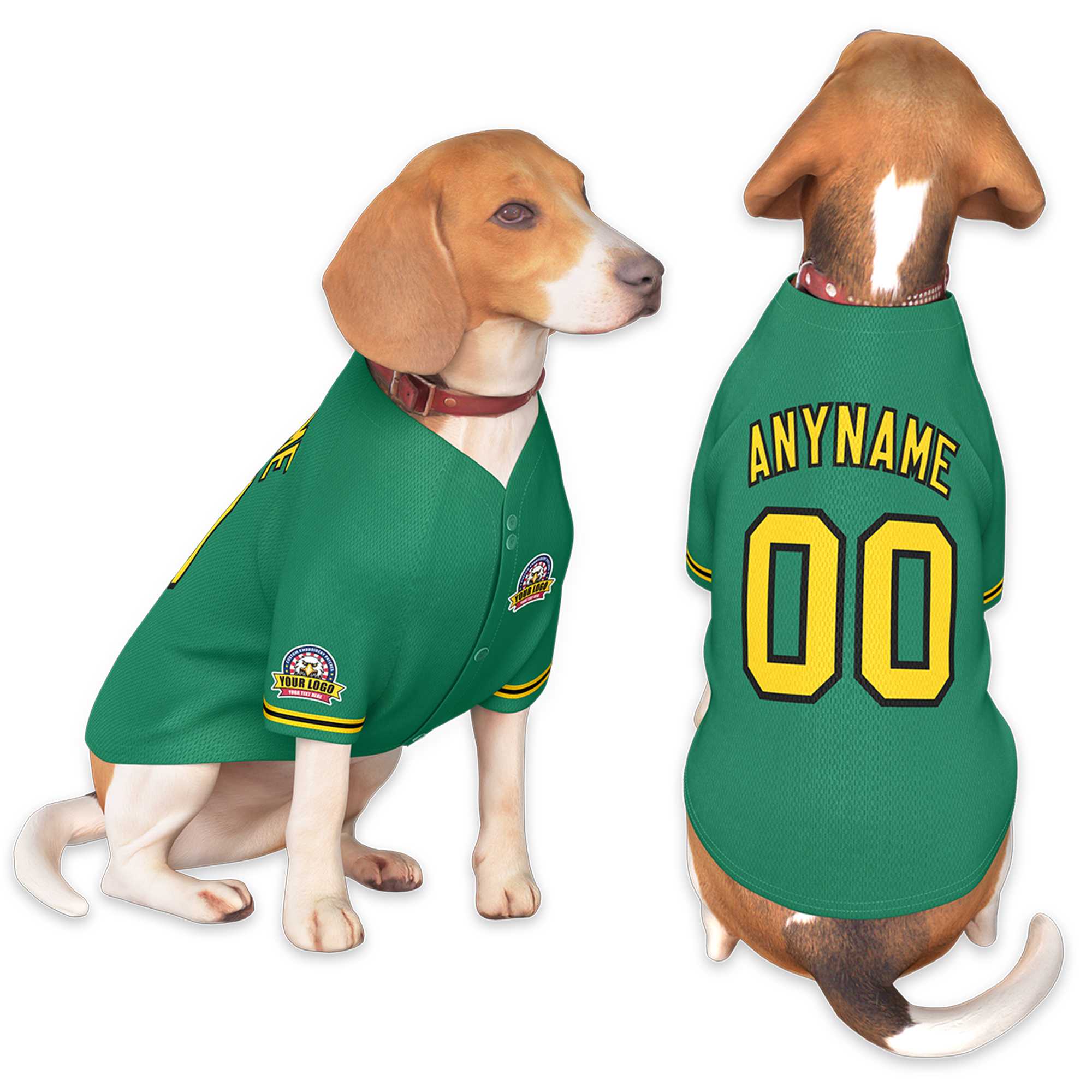 Custom Kelly Green Gold-Black Classic Style Dog Jersey