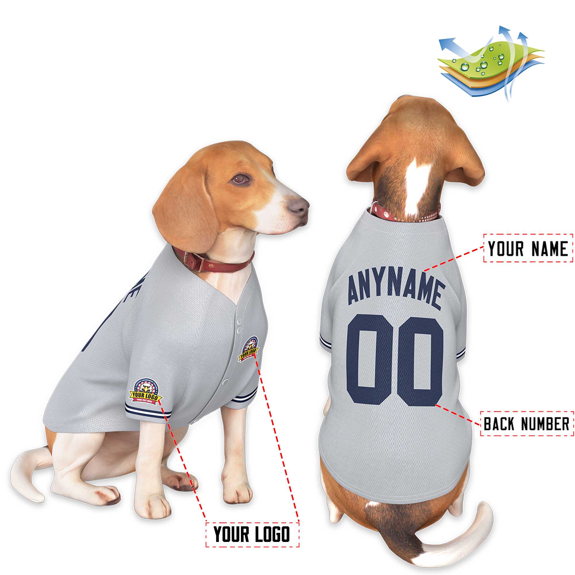 Custom Gray Navy Classic Style Dog Jersey