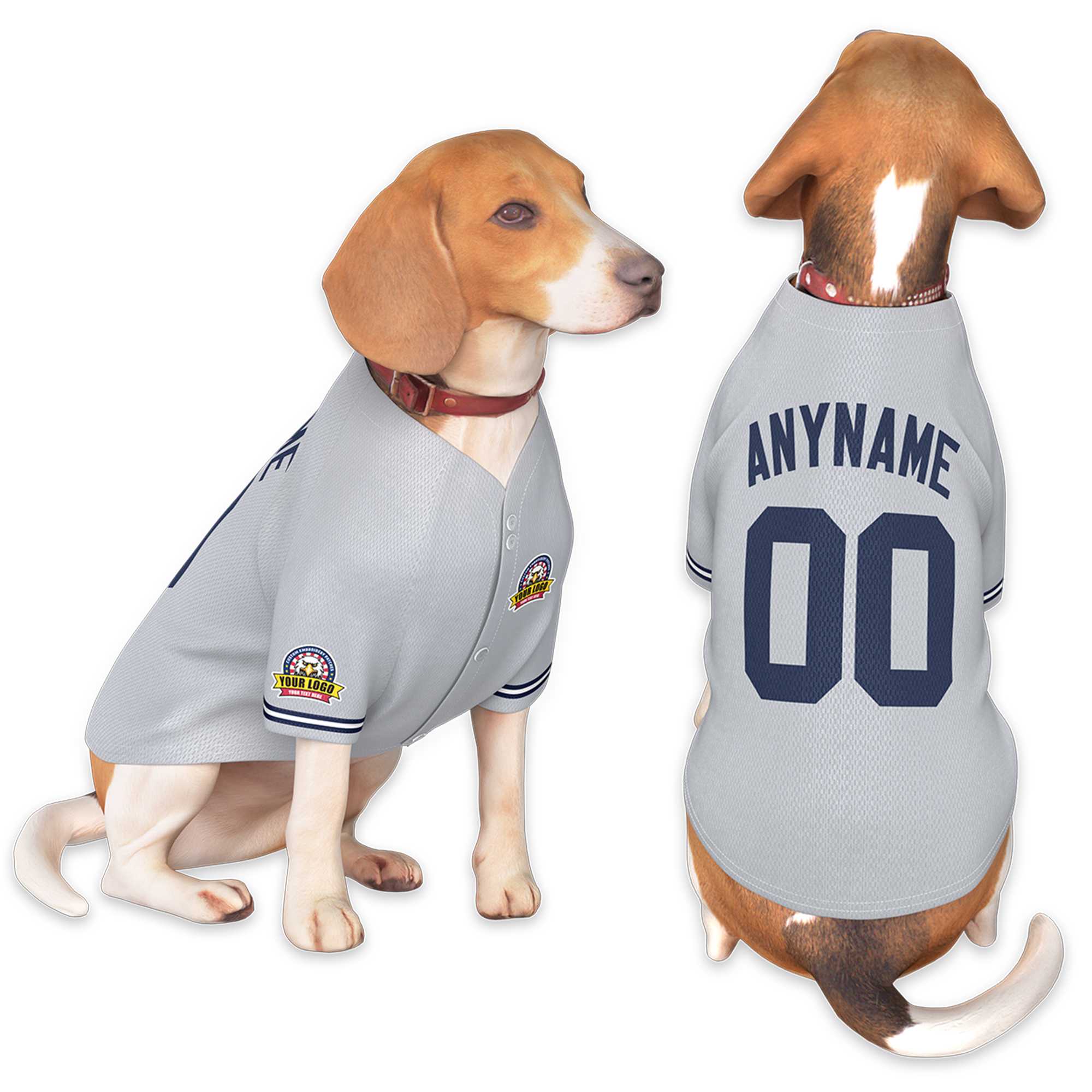 Custom Gray Navy Classic Style Dog Jersey